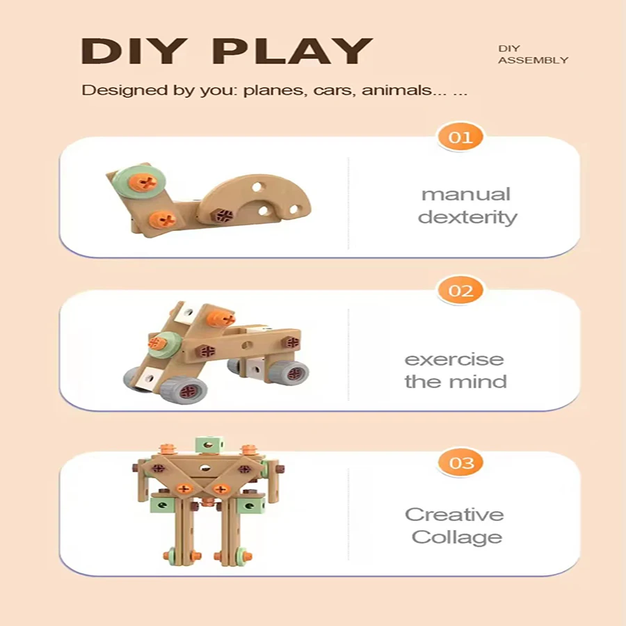 DIY- مجموعة أدوات الأطفال مجموعة ألعاب تجميع الجوز أدوات بناء الجذعية ألعاب مونتيسوري هدايا لصبي فتاة ، صندوق أدوات الحفر الكهربائية اختياري