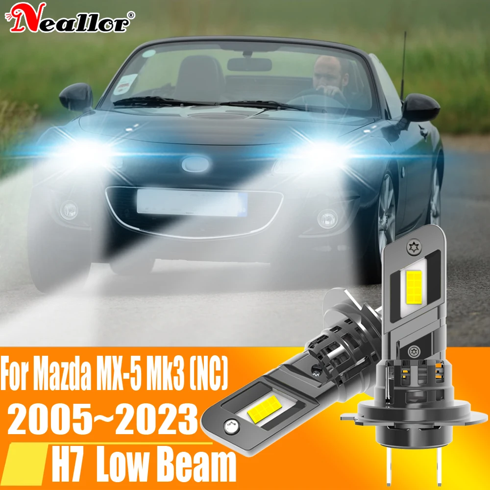 2x High Power H7 Led Headlight Canbus H18 Car Bulb 6000K White Light Moto Turbo Diode Lamp 12v 55w For Mazda MX-5 Mk3 2005~2023