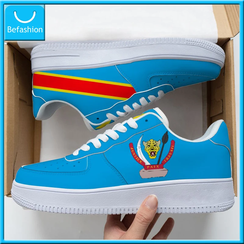 Dropshipping Print On Demand POD Casual Shoes Democratic Republic of Congo Flag Custom Print Air Force Sneaker Free Shipping