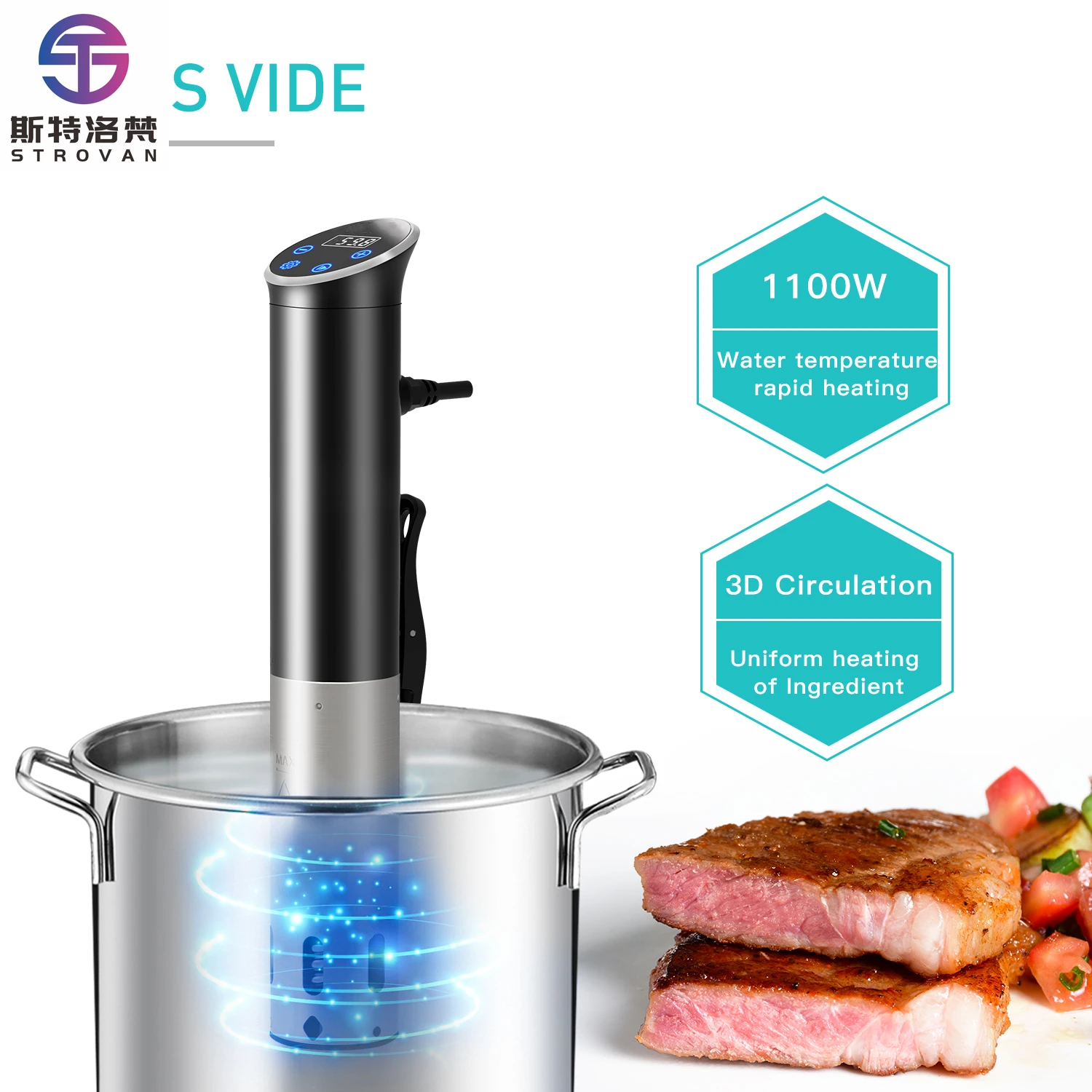 

STLF Wancle 2024 Newest Portable Sous Vide Waterproof IPX7 Sous Vide Immersion Slow Cooker for Food Vacuum Sealer Machine