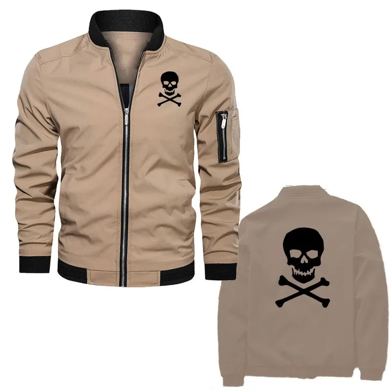 

Skull Bomber Jacket Shoulder zipper Men Punk Hip Hop Tactical Streetwear Varsity coat Oversized Windproof motorcycle jacket