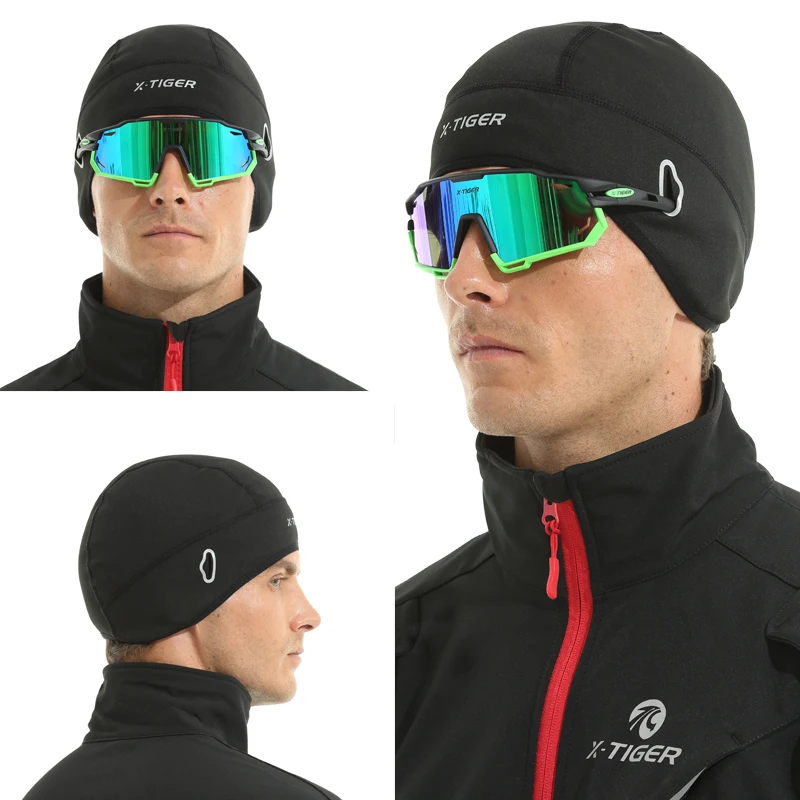 Casquettes de cyclisme molletonnées imperméables, chapeaux de vélo thermiques d'hiver, chapeaux de vélo de route de neige, chapeaux de sport chauds, couvre-chef de cyclisme X-TIGER