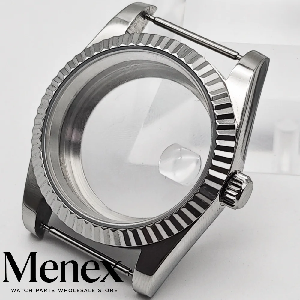 Menex 36mm/39mm Fluted Bezel Watch Case Sapphire Glass With Date Window Fit NH35 NH36 ETA2824 Miyota82 Movement Watch Parts