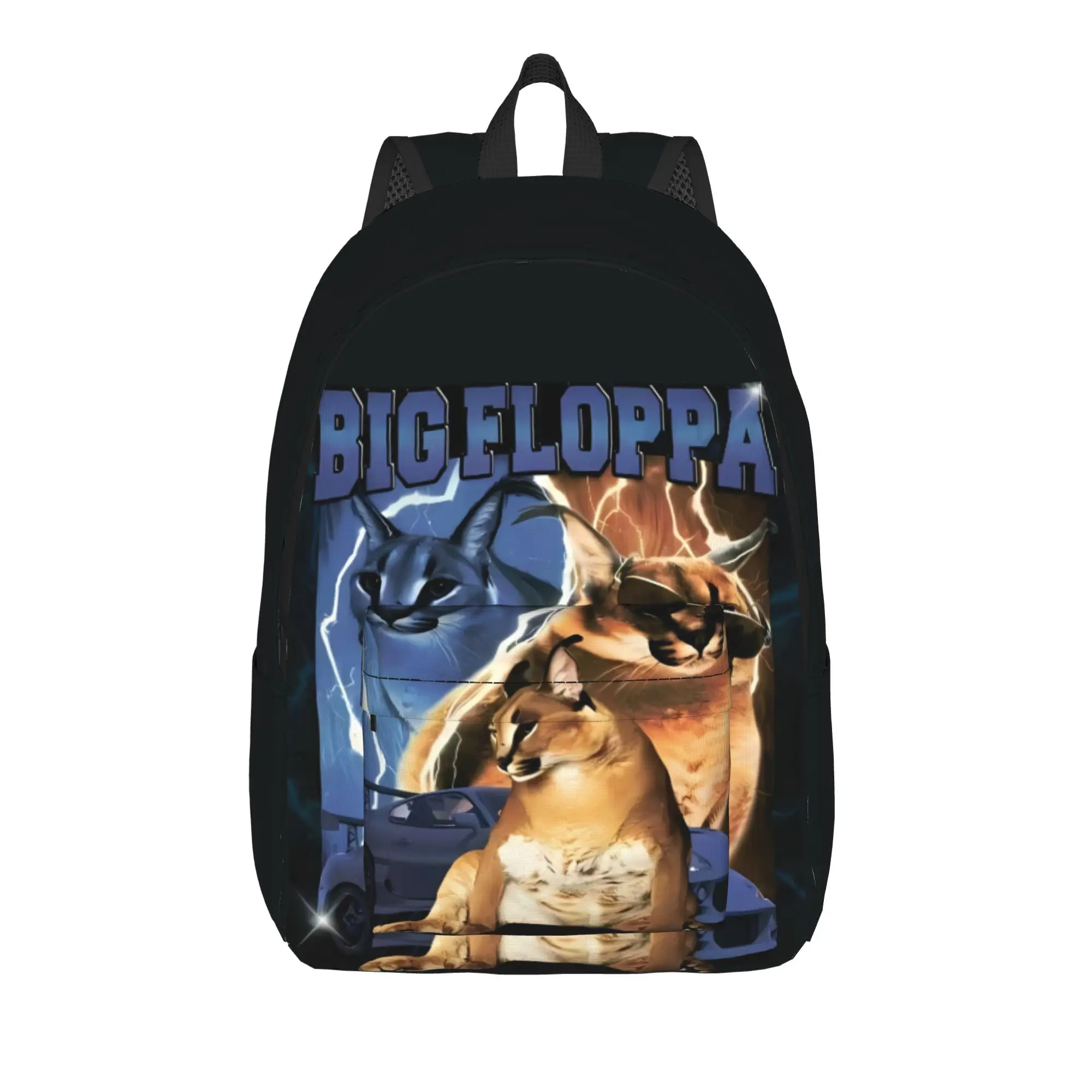 Big Floppa Backpack  Youth Polyester Daily Backpacks Breathable Stylish School Bags Rucksack