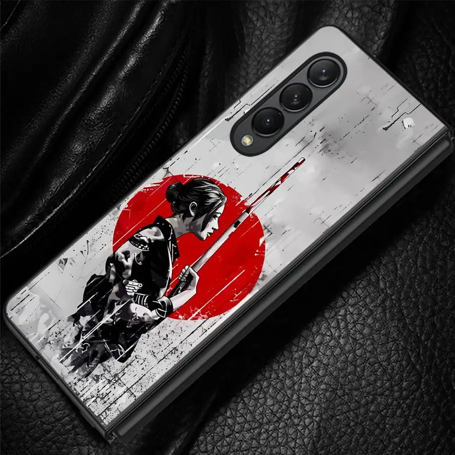 Red Sun Swordsman Woman Phone Cover Case for Samsung Galaxy Z Fold 8 Ultra ZFold6 ZFold3 ZFold4 ZFold7 Z Fold 7 6 5 4 3 ZFold5