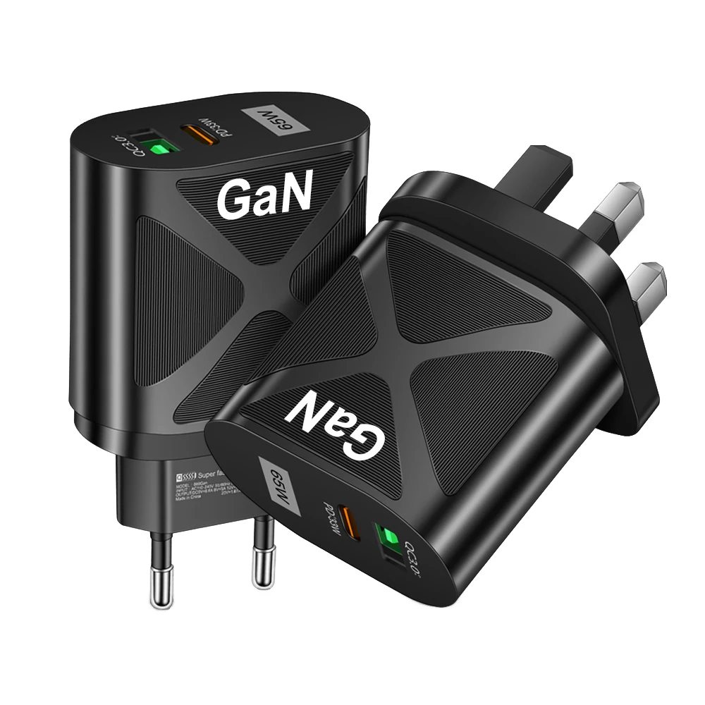 65W GaN USB C Fast Charger PD Quick Charge 3.0 Wall Adapter 