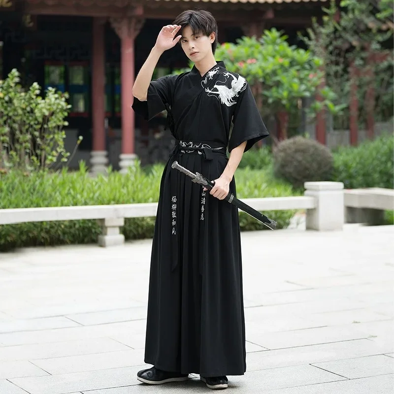 새로운 일본 기모노 드래곤 자수 사무라이 의상 전통 Hanfu 짧은 드레스 여성 남성 유카타 아시아 코스프레 옷