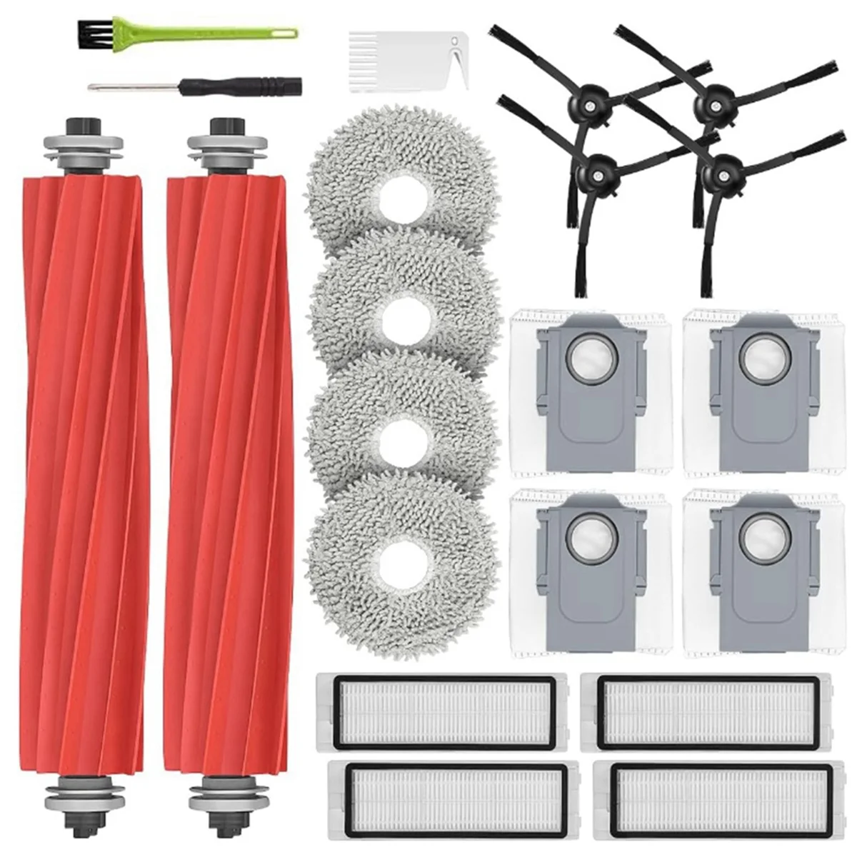

For Q Accessory Kit Replacement Parts Kit with Main Brushes,Mop Pads,Dust Bags,HEPA Filters, Side