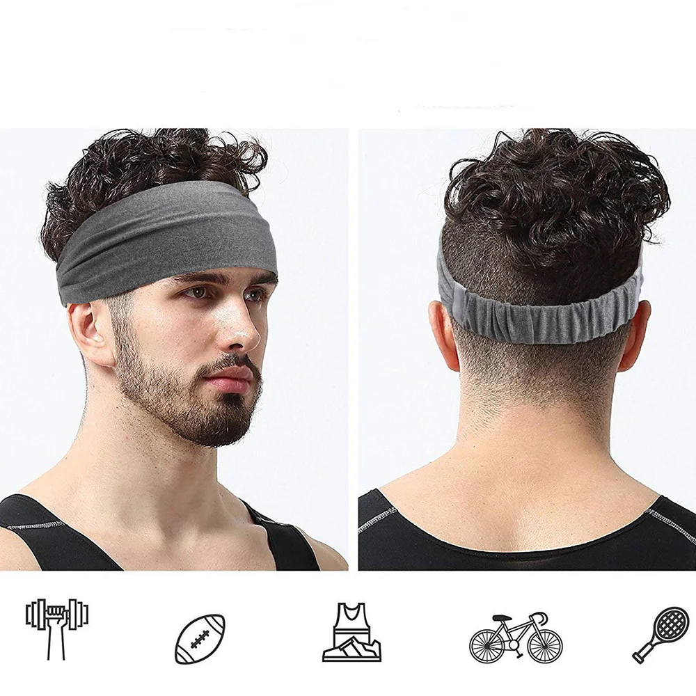 European Style Wide Sports Headband Elastic Anti-Slip Sweatband Yoga Headscarf for Outdoor Running Gym Training