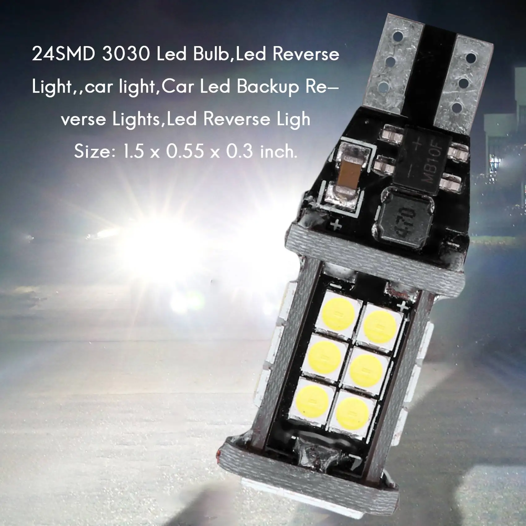 1Pc Error Free 921 912 T10 T15 W16W Led Reverse Light, 24Smd 3030 Led Bulb 1500 Lumens Extremly Bright For Car Led Backup