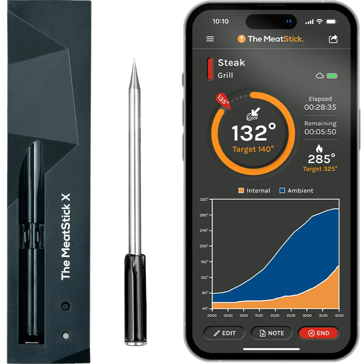 

Smart Wireless Meat Probe for Grilling, Smoking & BBQ with 500ft+ Bluetooth Range