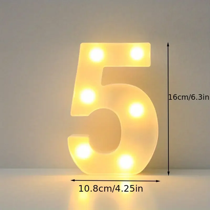 1pc 6,3 zoll Dekorative LED Lampe Weiß Kunststoff Festzelt Anzahl Licht up Zeichen Neon Für Home Hochzeit Party geburtstag Urlaub Dekor – Detail 5