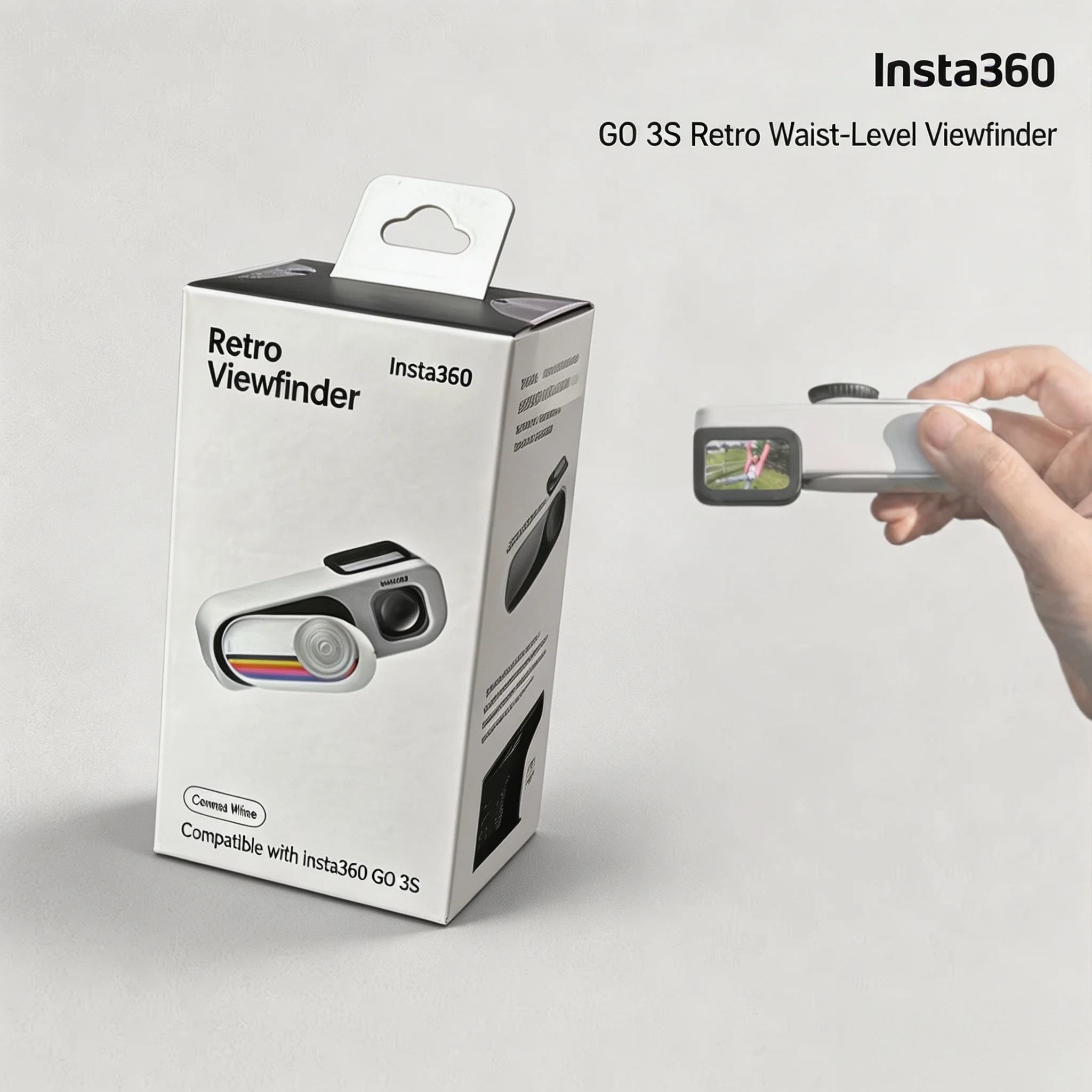 GO 3S Waist Level Viewfinder Frame for Insta360, NFC Quick App Access Retro Camera Housing for Vlog Travel Shooting