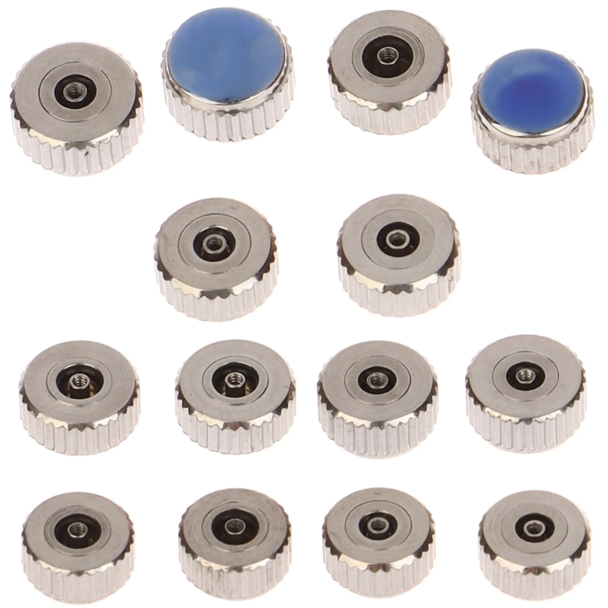 2Pcs High Quality Silver Stainless Steel Watch Crown 4.5mm-7mm Head Diameter With Flat Tube For Watches Repair L4429