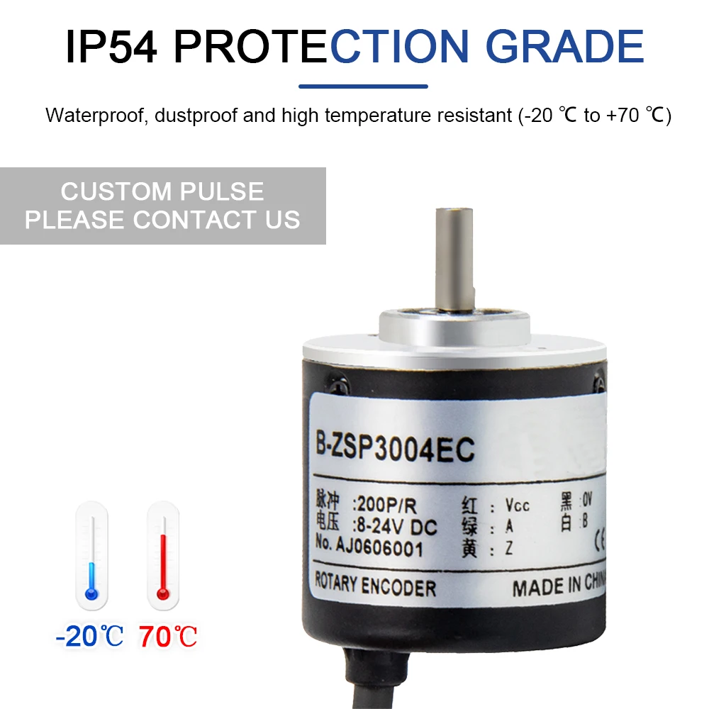 Cloweit 30Mm Incrementele Encoder 4Mm As Draaischakelaar A B Z Fasen 100 200 360 400 500 Ppr 5-24vdc