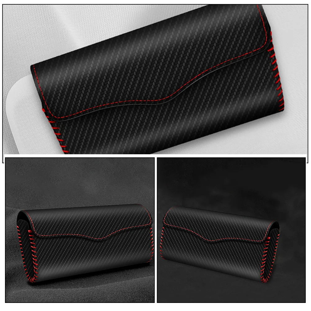 

Car Visor Organizer Carbon Fiber Sunglass Holder Durable PU Clip Sunglasses Case Car Eyeglass Holder Shockproof Protector