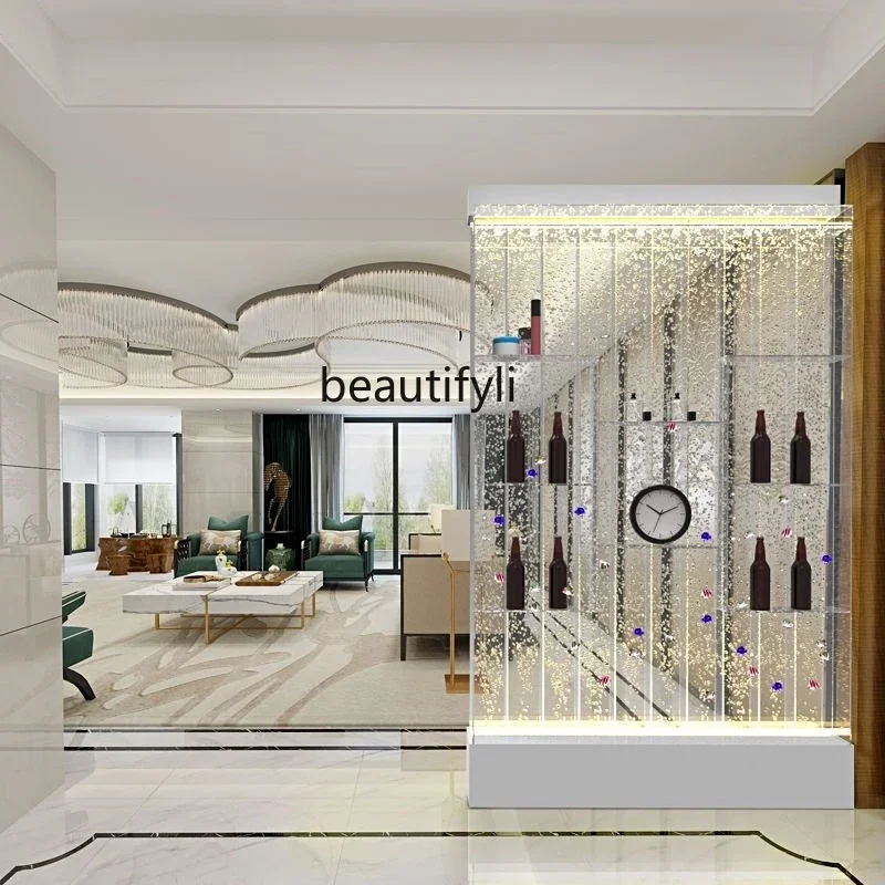 

YHH Water Curtain Wall Living Room Partition Screens Flowing Water Entrance Cabinet Bubble Wall LED Double-Sided Wine Cabinet