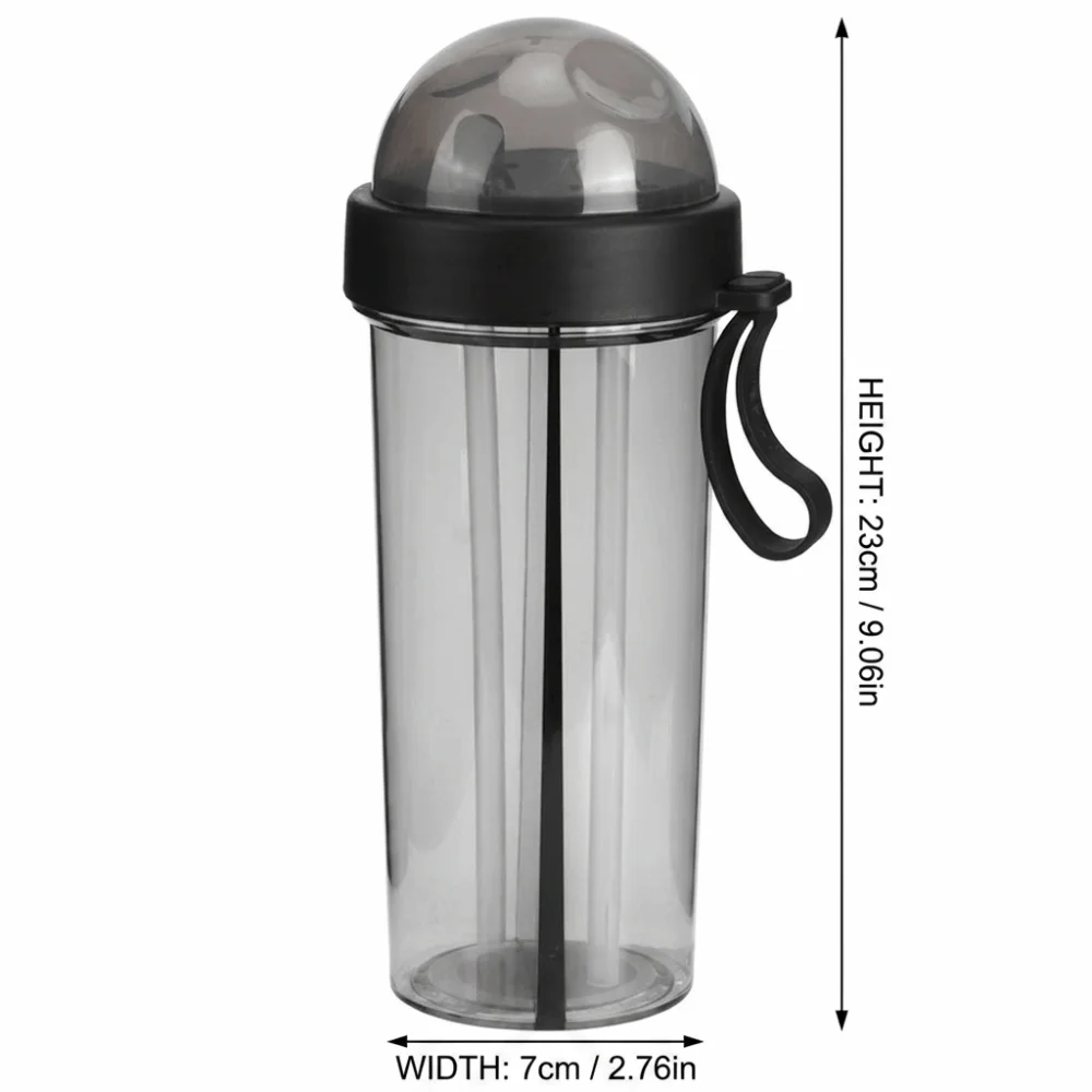 Portable Bottle 600ML Dual Drink Cup Dual Mouth Large Volume Water Bottle With Tubes Light Weight Large Capacity Cup Couple Gift