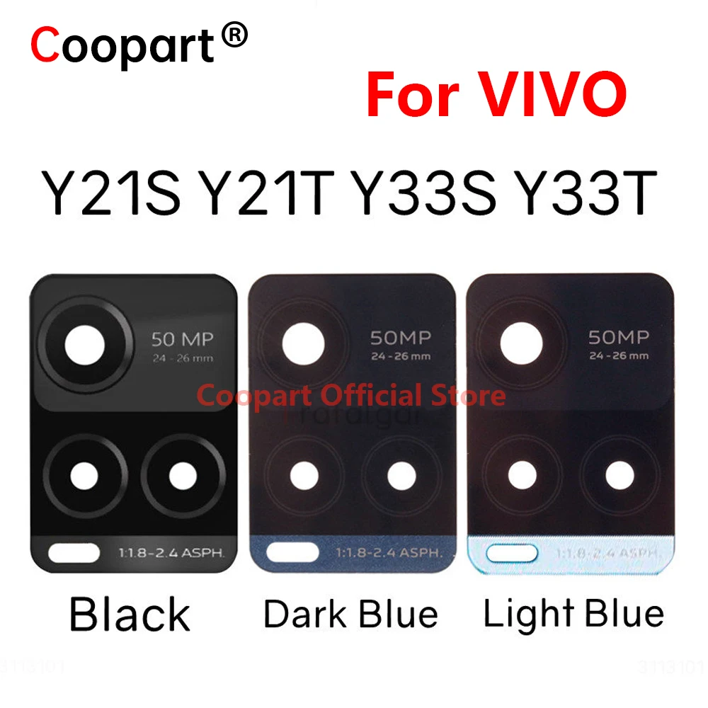Coopart Rear Back Camera Glass Lens For vivo Y21S Y21T Y33S Y33T Replacement With Adhesive Sticker V2110 V2135 V2109