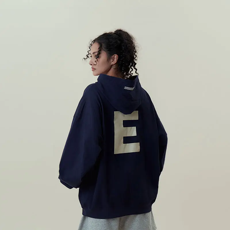 

Classic Large E Printed Hooded Thin Hooded Sweatshirt For Men And Women Autumn And Winter Trendy American Retro Hiphop