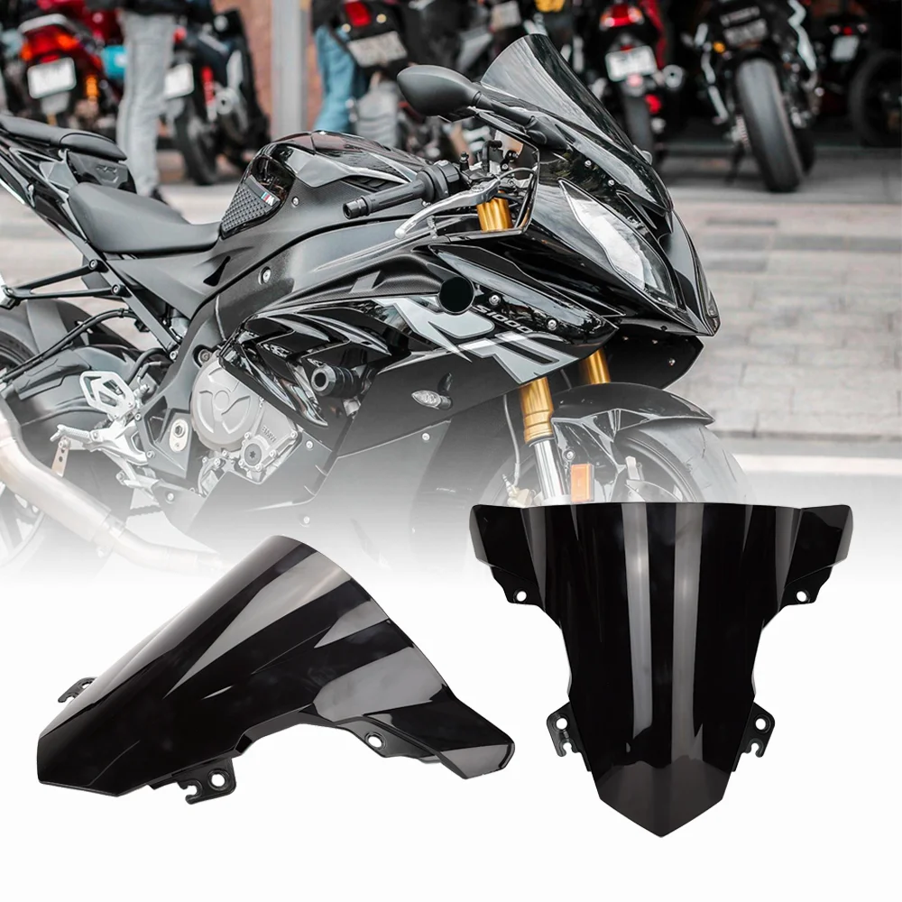 Double Bubble Windshield For BMW S1000RR 2015-2018 Windproof Wind Deflector S 1000 RR Clear Black Windscreen Motorcycle Parts