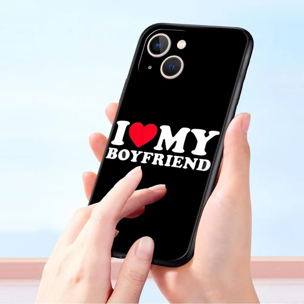 حافظة هاتف لهاتف آيفون 16 15 14 13 12 11 Pro Max XS X XR SE 7 8 Plus غطاء سيليكون ناعم لطيف أنا أحب صديقتي