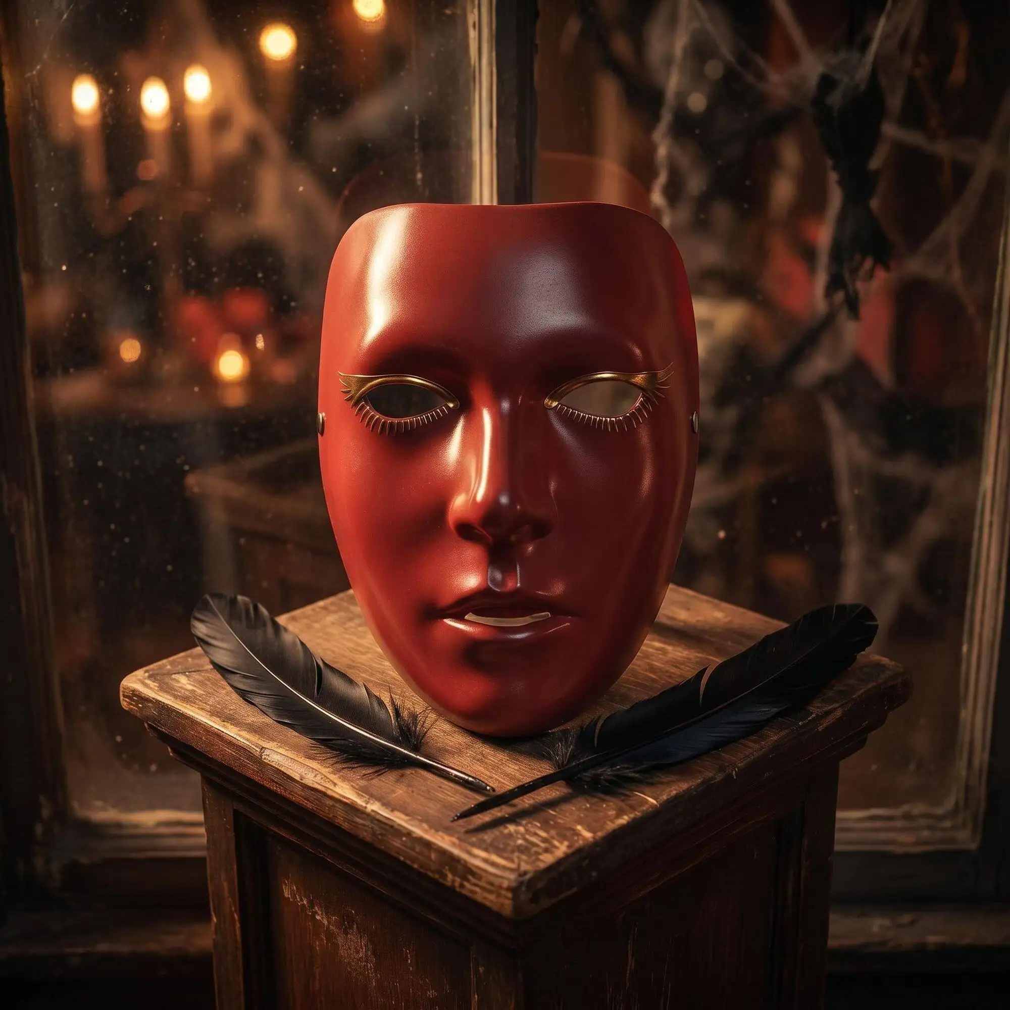 Halloween Carnival Death 2 Red-Brown Golden Edge Full Face Venetian Style Party Dance Mask