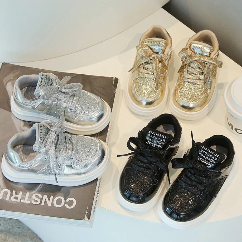 

Детская повседневная обувь, новинка осени 2025 года, детская обувь с блестками, модная спортивная обувь для бега для мальчиков, модная детская спортивная обувь