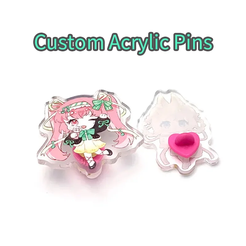 

Custom Acrylic Pins Clear Epoxy Cartoon Photo Customized Logo Anime Cute Translucent Plastic Personalized Badge Brooch Pin Gifts