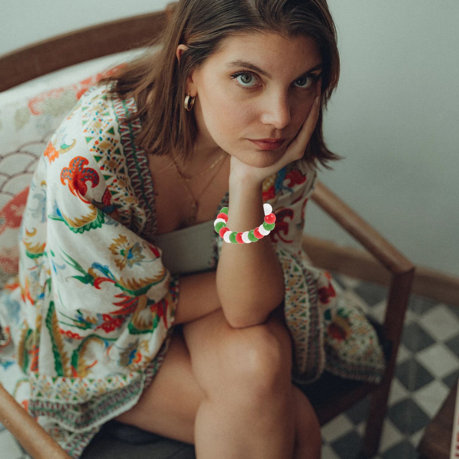 

50Pcs Xmas Wooden Beads DIY Garland Making Loose Beads for Jewelry Craft Bracelet Necklace Garland Making Accessories