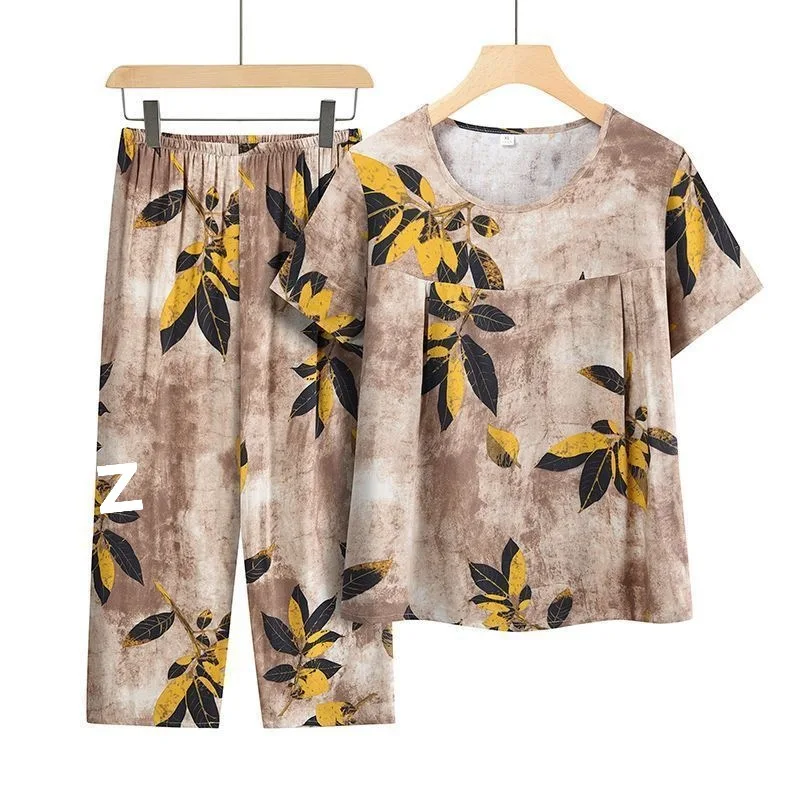 Sommer-Outfits: Lässiger Pyjama aus Eisseide, lockerer zweiteiliger Anzug in Übergröße mit kurzärmeligem Oberteil – Detail 17