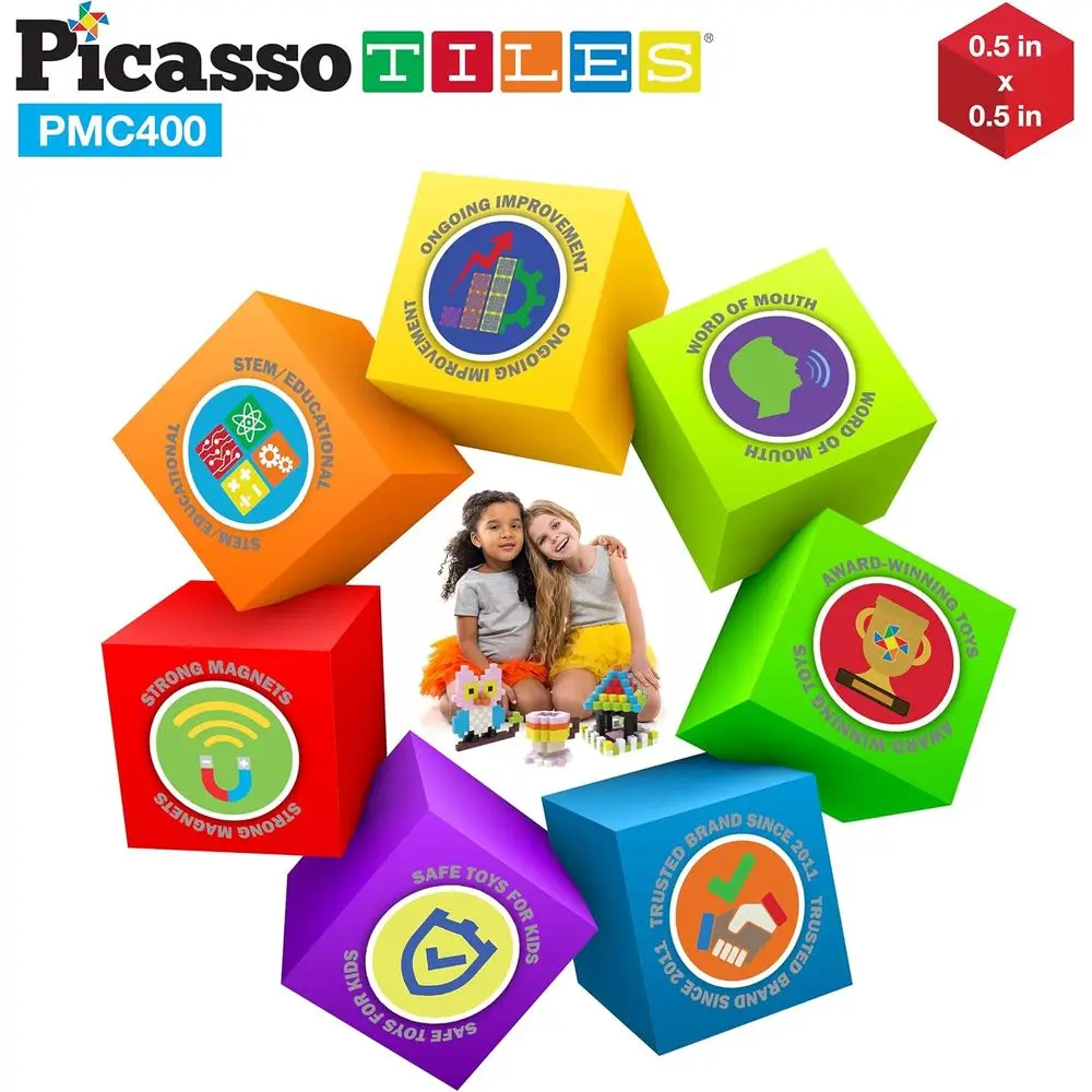 Magnetic 400-Piece Cube Puzzle - Picasso-Inspired Sensory Blocks for STEAM Learning and Creative Play