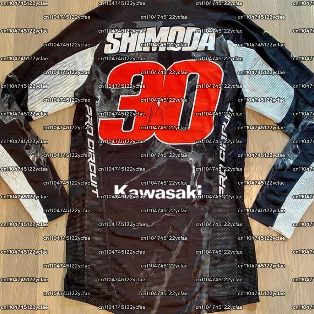 

2025л Кавасаки # 30 SHIMODA Мотоциклетный гоночный трикотаж для мужчин с длинным рукавом, дышащий, быстросохнущий, удобный для езды с длинным рукавом