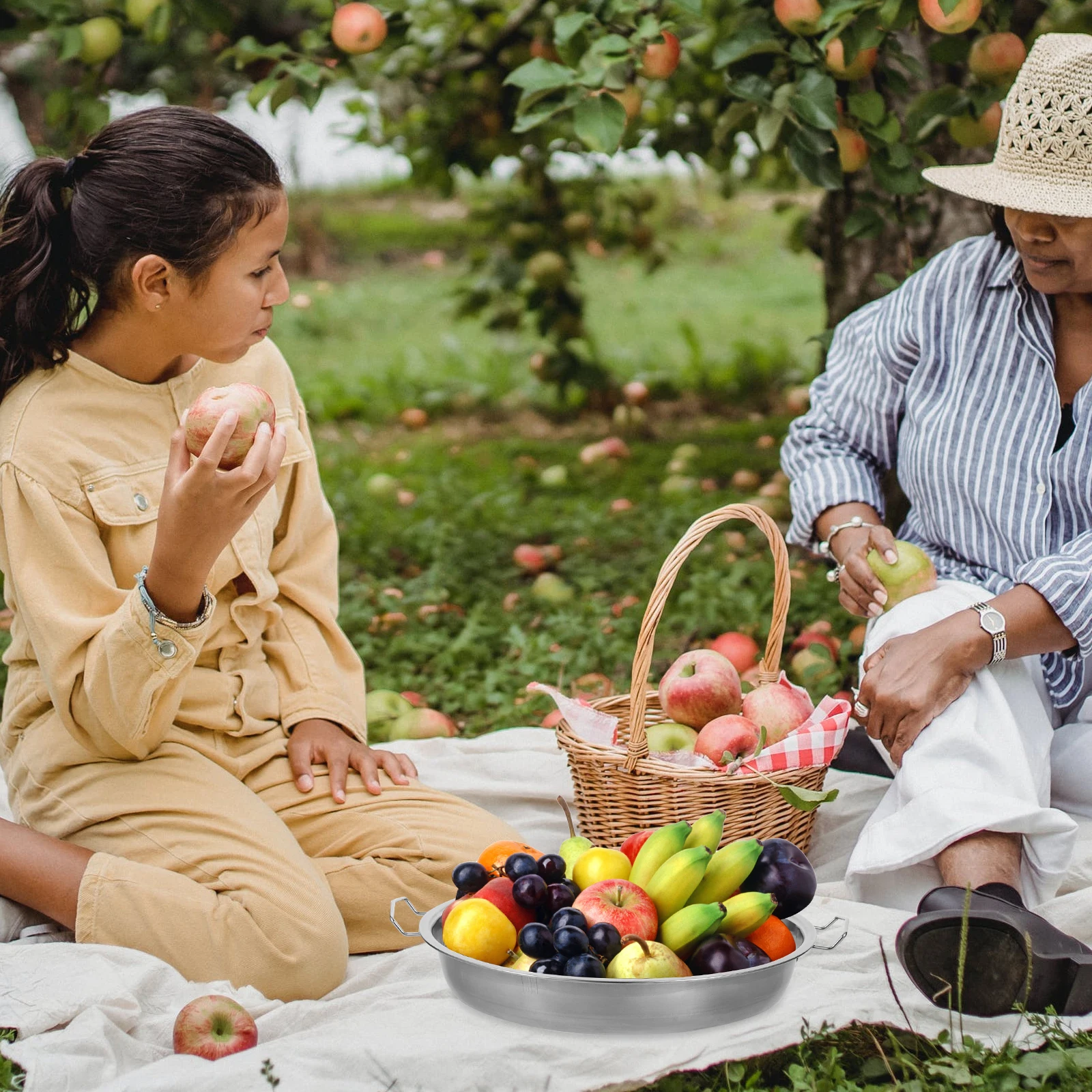 

1pc 30Cm Steaming Plate Cold Noodle Stainless Steel Serving Tray Home Kitchen Snack Dish Pastry Plate Dinnerware Kitchen Bar
