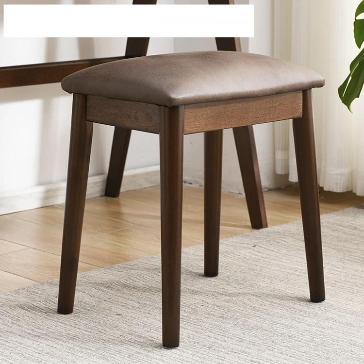 

Modern Solid Wood Stool Soft Bag Cushion Nordic Creative Cloth Art Household Dining Stool Solid Wood Frame Makeup Stool