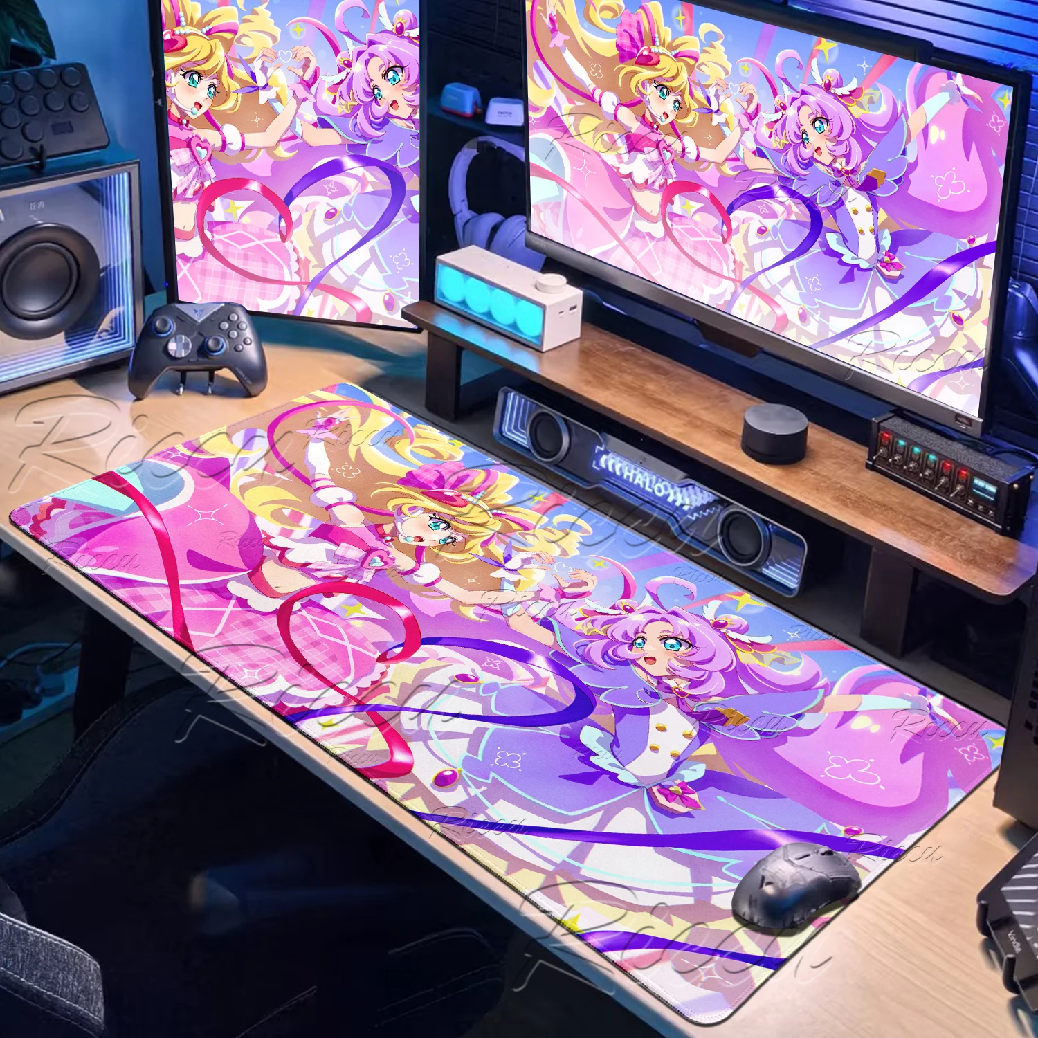Star Detective Precure Gaming Mousepad Extended Kawaii Anime Girl Mikuru Kobayashi Notebook Keyboard Mat Lock Edge Rubber Carpet