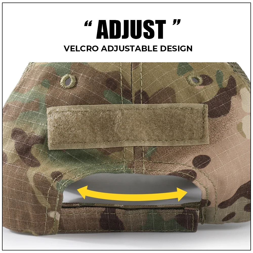 Gorra táctica camuflaje de malla ajustable con cierre trasero - imagen 2