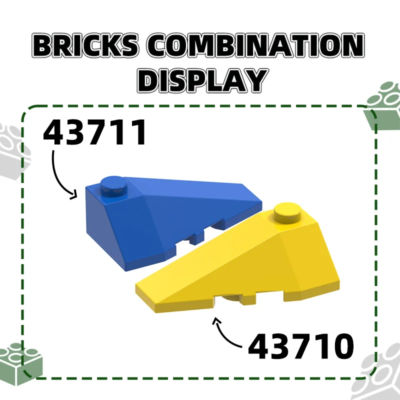 Wange74Pcs/lot 43711 Right Wedge Sloped 4x3 Triple Building Blocks MOC Accessories Compatible With Bricks Children Toys Gift Bo