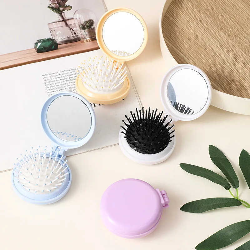 Mini folding hair brush head  airbag hair comb anti-static styling accessories portable travel hair brush comb