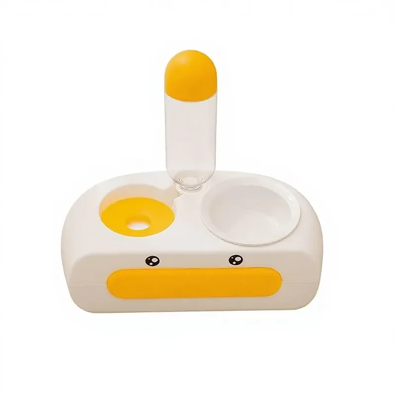 Double Bowl Automatic Water Dispenser for Cats Leak-Proof Non-Wet Mouth Neck Protection Integrated Drinking Charging Feeding