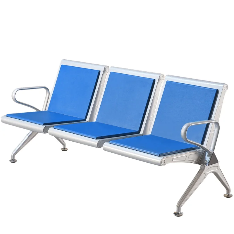 Wholesale Three-Person Polyurethane PU Airport Waiting Chair With Stainless Steel  Row Bench National