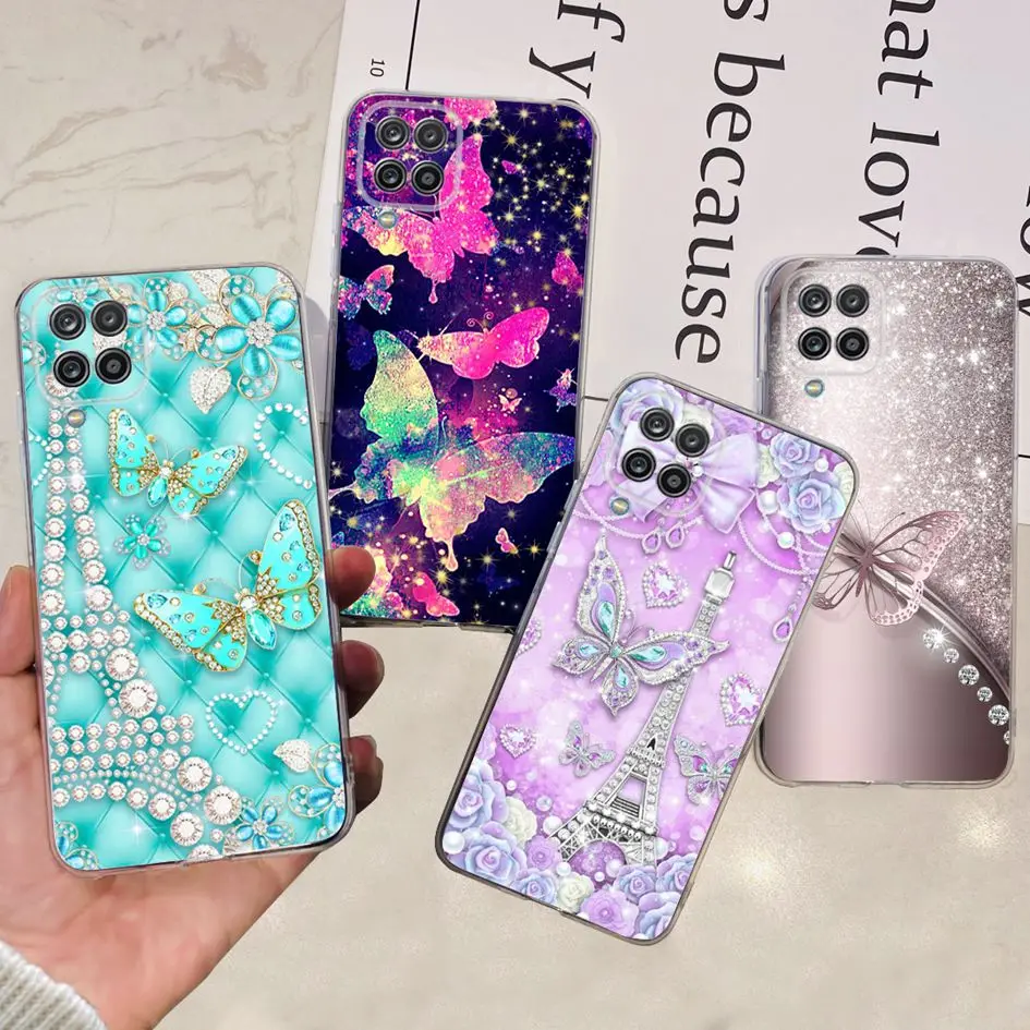 For Samsung Galaxy A12 A42 Case Stylish Patterns Transparent TPU Soft Silicone Phone Back Cover For Samsung M12 M42 5G Funda New