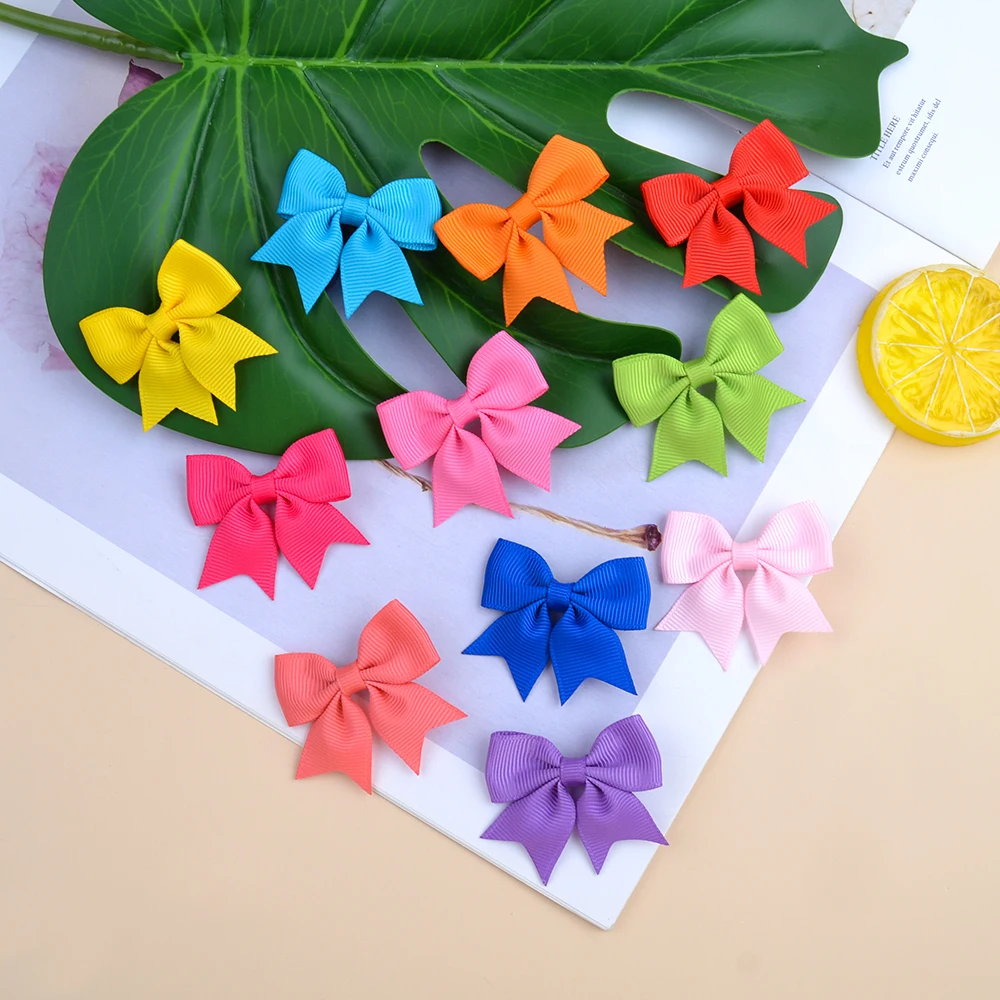 

1 Piece Solid Grosgrain Ribbon Bows Hairpin Girl's Hair Bows Boutique Hair Clip Handmade Bowknot Clip For Kids Hair Accessories