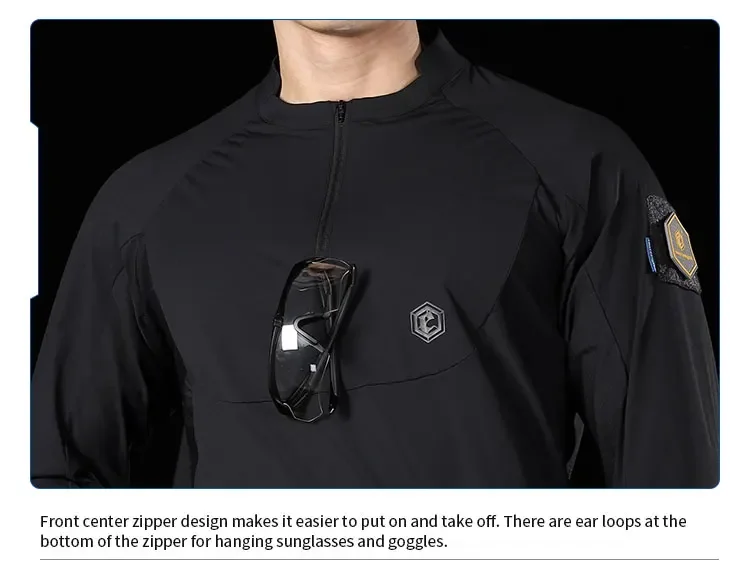 Emersongear Blue Label Hunter Sonnenschutz-T-Shirt, langärmeliges Poloshirt, tägliches Oberteil, T-Shirt, Fitness, ergonomisch, elastisch, UPF100+ – Detail 6