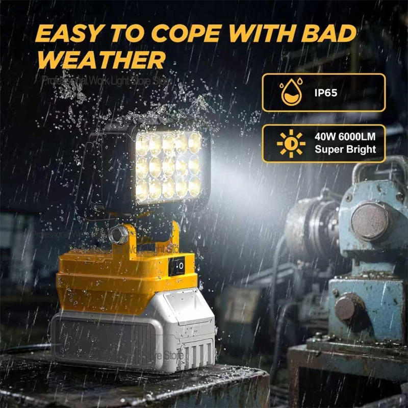 3 inch Cordless Work Light For Dewalt 14.4V-21V Li-ion Battery  LED Lantern Outdoor Flashlight Camping Lamp Emergency Lighting