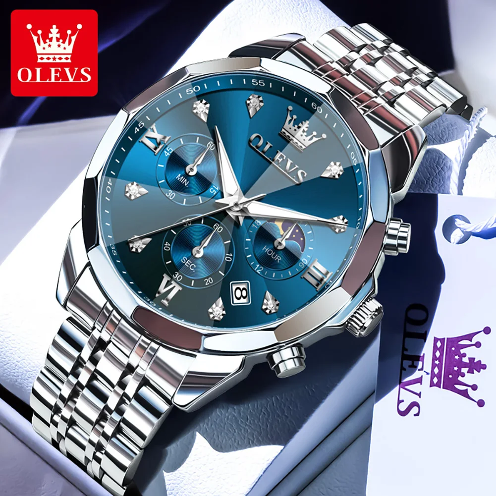

OLEVS 3670 Мужские часы золотые Синие