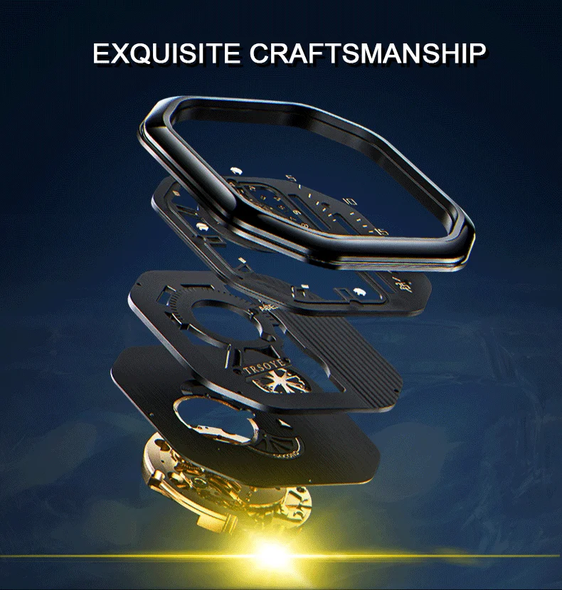 Trsoye 6604 Fashion Square Dial orologi da uomo in pelle Luxury Sport orologio impermeabile cronografo da uomo orologi da polso al quarzo Homme + Box