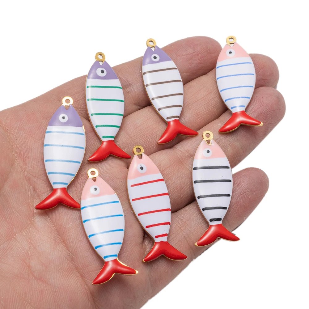 2/6/10 Stuks Meerdere Stijlen Metalen Emaille Visgraten Charms Hanger Voor Diy Armbanden Ketting Sieraden maken Levert Accessoires