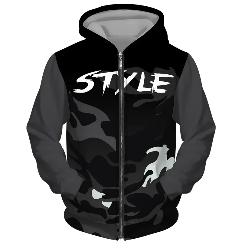 Men Zipper Hoodies Camouflage 3d Print Sweatshirts Men Hooded Casual Oversized Streetwear Hoodie Zip Sweatshirts Tracksuits Coat