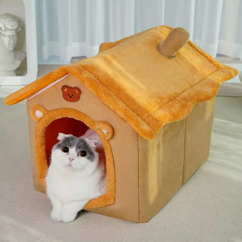 Cama tipo casa cálida, desmontable y lavable para gatos y perros - imagen 5